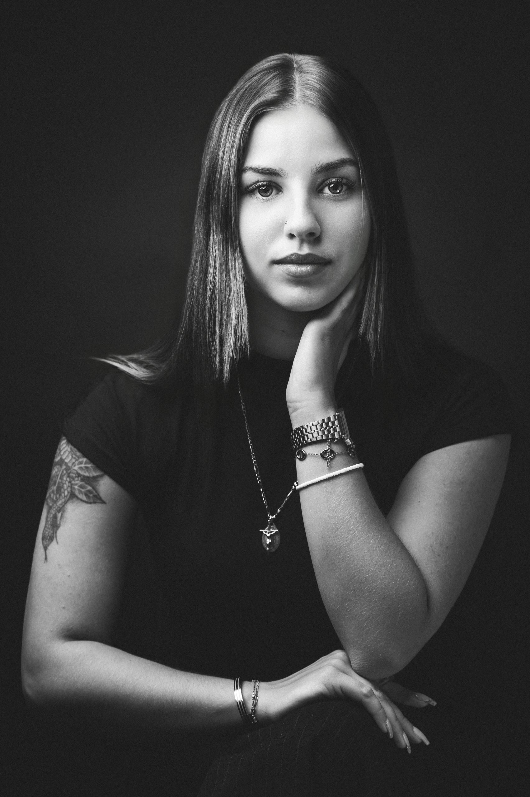 Portrait noir et blanc studio